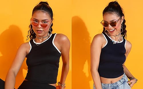 Image of POPWINGS Casual Solid Round-Neck Sleeveless Summer Wear Tank Tops Combo for Women