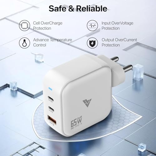 Image of DR VAKU 65W Charger Type C Fast Adapter with Type C Cable Multi Port Dual PD Charging GaN Technology for Laptop, iPhone 17 /17 Air /17 Pro /17 Pro Max, 16 /15 /14 /13 /12 Series, Samsung & Android Devices