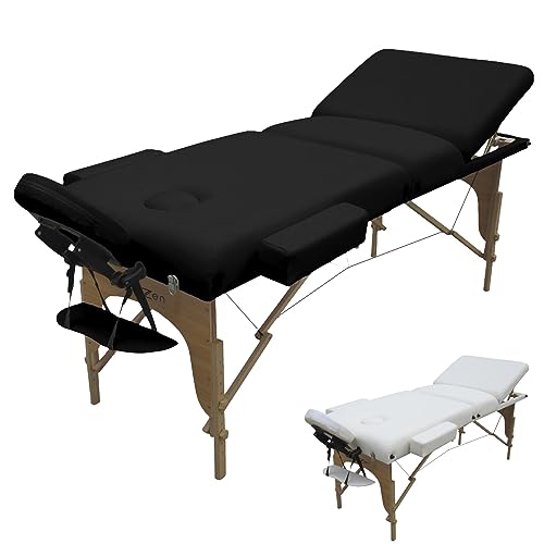 Vivezen - Table de Massage 15 cm Pliante 3 Zones en Bois avec Panneau Reiki + Accessoires et Housse de Transport - Plusieurs Coloris
