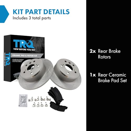 Image of TRQ Rear Brake Pad and Rotor Set Ceramic Solid Rotors | For 1992-1996 Lexus ES300 1999-2003 RX300 1992-1996 Camry