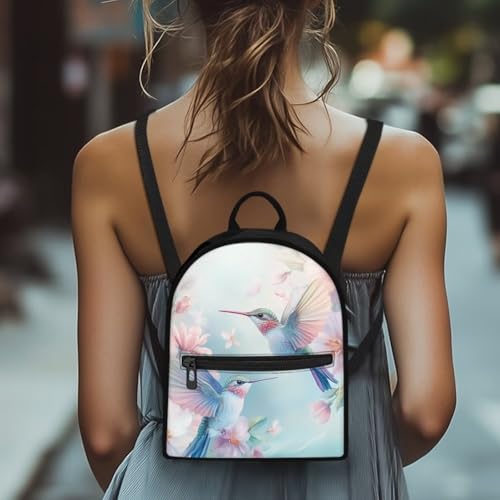 HUGS IDEA Hummingbird Backpack for Women Small Polyester Backpack for Lady Mini Backpacks for Women Travel Daypack Tote Bag for Teen Girls Rucksack for Work Outdoor Sports4