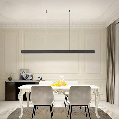 Image of Battery Operated Pendant Light Over Kitchen Island, Black Rechargeable Chandelier With 9 Colors Wireless Dimmable Remote Control,39.4 In Pendant Lights Fixtures For Kitchen,living Room,Dining Table