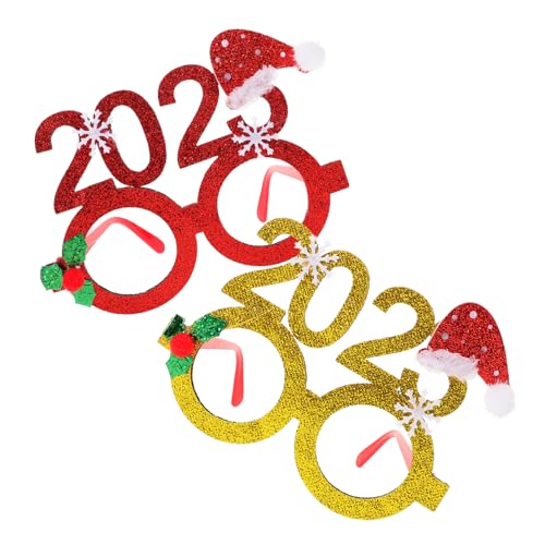 COLLBATH Christmas Glasses for Party Xmas Party Eyewear Novelty Glasses Frames 2pcs Set