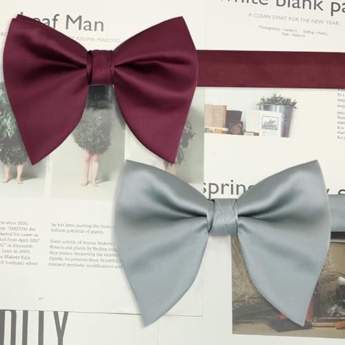 Image of Alizeal Velvet Pre-tied Adjustable Bow Tie for Men Oversize Formal Solid Tuxedo Bowtie