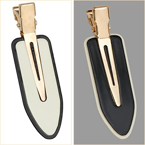 Amcami 4 Pcs No Crease Hair Clips-No Bend Hair Clips For Styling Classic Black & White Flat Clip No Dent Alligator Hair Barrettes For Hairdressing Bangs Waves Woman Girl Makeup Application #TOP2