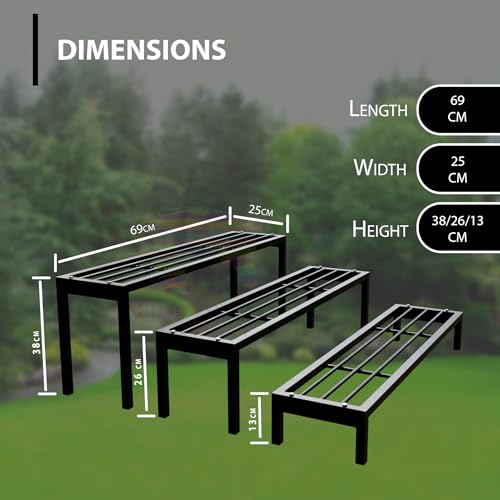 Image of Saifix Plant Stand for Balcony Rust Proof Metal 3 Tier Planters for Living Room Pot Stand For Outdoor and Indoor (Black, 69*25*38 cm)