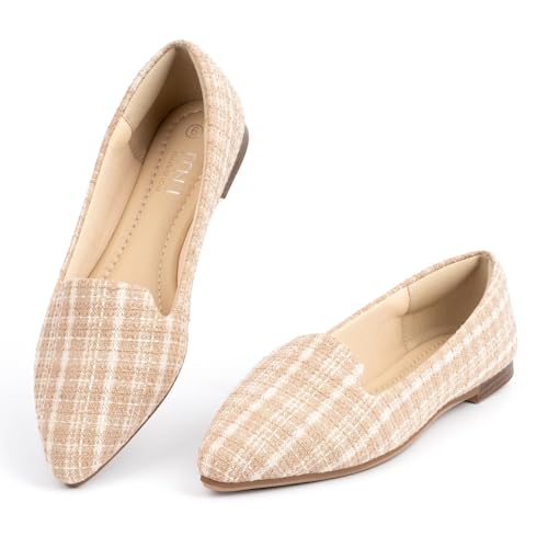 Image of MUSSHOE Black Flats for Women Pointed Toe-Comfortable Business Casual Work Shoes, Dressy Suede Slip On with Memory Foam for Office, Teacher & Standing All Day