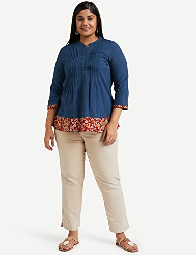Image of Amazon Brand - Myx Women Cotton Regular Fit Casual Kurti (Available in Plus Sizes)