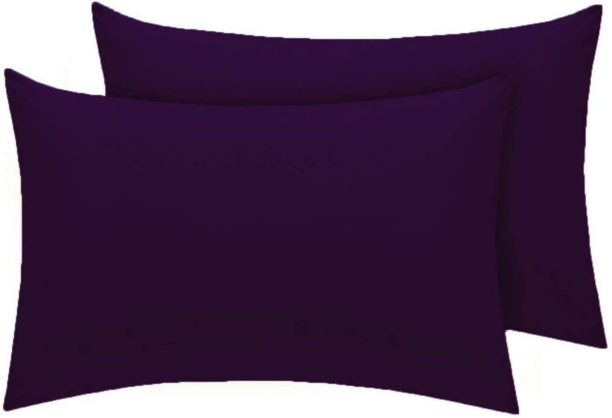 Comfy Nights Pack Of 4 PollyCotton Plain Dyed Easy Iron HouseWife Pillow Cases (Plum)