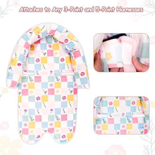Image of SWESEN Baby Car Seat Head Support, Super Soft 2 in 1 Infant Car Seat Insert, Reversible Newborn Car Seat Insert Cushion with Strap Covers for Strollers, Bouncers, Swing, Floral