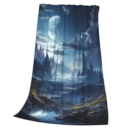 Couverture de canapé en microfibre imprimé ciel lune plaid léger
