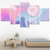 SIGNWIN 5 Panel Canvas Wall Art Modern Art 3D Abstract Abstract Brushstroke Contemporary Digital Art Fun Multicolor for Home Decorations Ready to Hang - 60