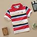 HBDHEJL Boys' School Uniform Short Sleeve Polo Shirt Embroidery Stripe Print Button Closure Comfortable Soft T-Shirt for Kids 5-6 Years 05 Red
