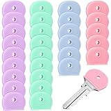 Juroicessry 48Pcs Key Cover Caps for House Key,Key Color Identifiers Covers Cute, Plastic Key Tags Rings Markers 4 Colors for Standard Regular Thin Flat House Keys,Labels, Indexes and Stamps