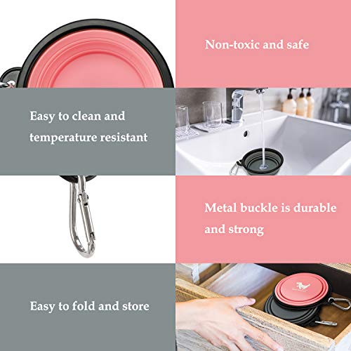 Collapsible Dog Bowls For Travel, 2-Pack Dog Portable Water Bowl For Dogs Cats Pet Foldable Feeding Watering Dish For Traveling Camping Walking With 2 Carabiners, Bpa Free #TOP2