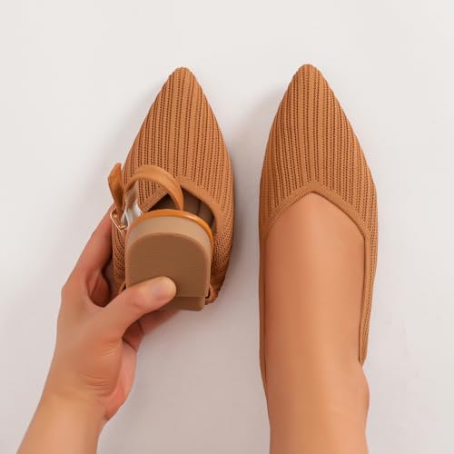 Women's Flats Shoes Pointed Toe Knit Foldable Ballet Ankle Strap Flat for Women Comfortable Dress Slip On Womens Shoe for Casual Office Work4