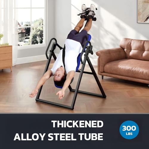 Image of YOLEO Inversion Table for Back Pain 2026 Foldable Inversion Table w /Removable Lumbar Pad, Reversible Ankle Holders, Easy Assembly