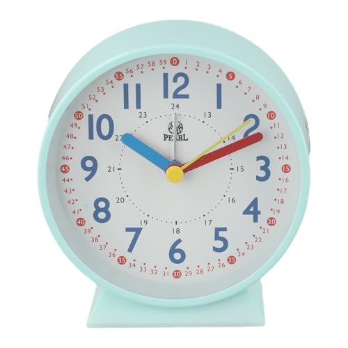 Réveil rond lumineux de 10 cm avec mouvement à quartz silencieux et veilleuse pour chambre à coucher, bureau ou espace de bureau (vert clair)