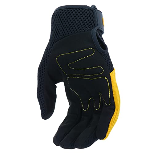 Cat® Cat012215L Spandex Back Gloves – Yellow/Black, Large, Padded Synthetic Leather Palm Gloves With Mesh Upper Back #TOP3