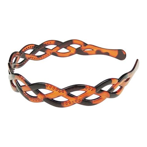 Girls Ladies 2cm Tort Shell Brown Stencil Cut Waves Headband Alice Band Cover