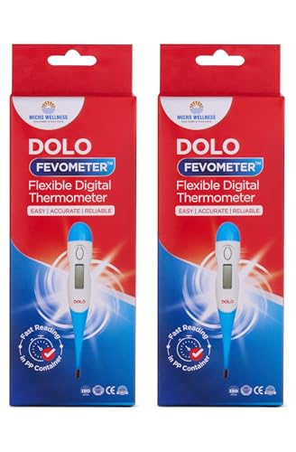 Image of Micro Wellness Dolo Fevometer Medical Digital Fever Thermometer | Easy & Accurate Thermometer with Memory Function | Flexible Tip | Fast Reading | Body Temperature Monitor - Adults & Kids (Pack of 3)