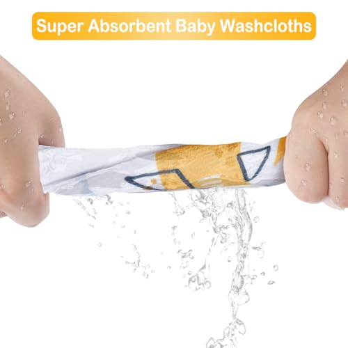 Image of Baby Washcloths, 24Pack Baby Wash Cloths Extra Soft & Ultra Absorbent, Baby Towels and Washcloths Face Towels for Unisex Boys Girls Body, Washclothes Gentle on Sensitive Skin, 9x9 Shark