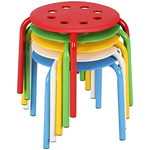 Yaheetech 12in Plastic Stack Stools - Colored Classroom Stackable Stools Chairs for Kids