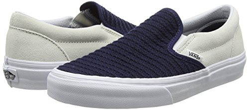 Vans Classic Slip-on, Zapatillas Unisex adulto, Negro Suede Woven Navy Blue True White, 41 EU