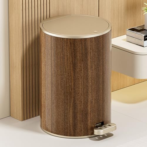 Caneca de basura con tapa y diseño madera 12L miniatura 7