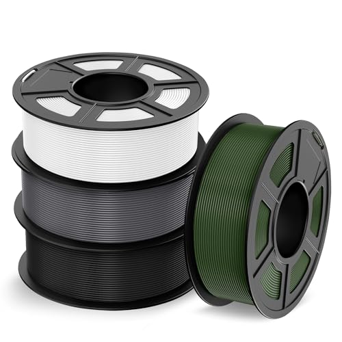 tecbears high speed pla plus filament 175mm high toughness 3d printer filament high flowable rapid pla for fast printing up to 600mms 4 pack 1kg spool blackwhitegreyolive green