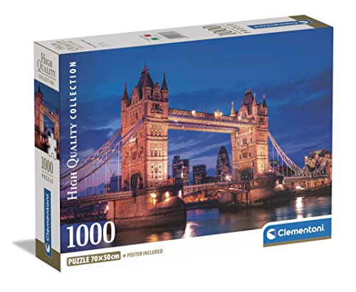 Clementoni | Puzzle Tower Bridge 1000 Pièces pour Adultes | Poster Inclus | 70 x 50 cm | Activité Calme et Relaxante | Éco-Conçu |Ideé Cadeau | Jeu de Societé | Concentration