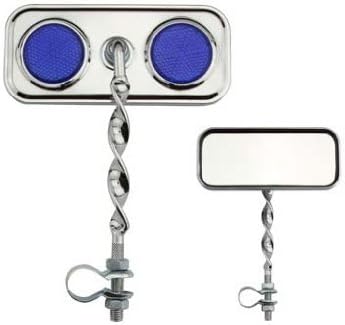 Rectangle Flat Twisted Mirror Blue Reflectors. Bike mirror, bicycle mirror for lowrider, beach cruiser, chopper, limo, stretch bike, bmx, track, fixie, mountain bikes