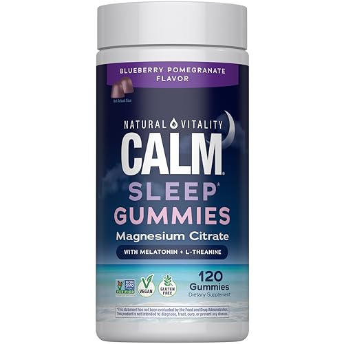 Natural Vitality SLEEP Gummies, Magnesium Supplement With Melatonin and L-Theanine, Vegan, Gluten Free, Helps the Body Ease Into Sleep, Blueberry Pomegranate 120 Count