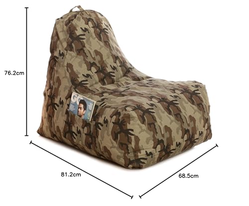 Image of Style Homez Hackey Cotton Canvas Camouflage Printed Bean Bag XXL Size Filled with Beans Fillers