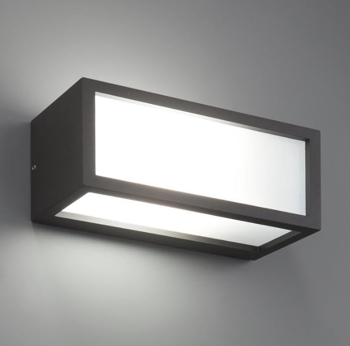 Dopa Applique da Parete Esterno Attacco E27 Design Rettangolare in Alluminio 3 Fasci di Luce Diffusa Lampada da Muro per Interno Balcone Terrazzo IP65 (Nero)