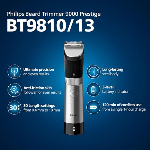 Philips Beard Trimmer 9000 Series, Lift & Trim Pro System, Silver, Which Best Buy Winner 2023 (BT9810/13) - Image 3