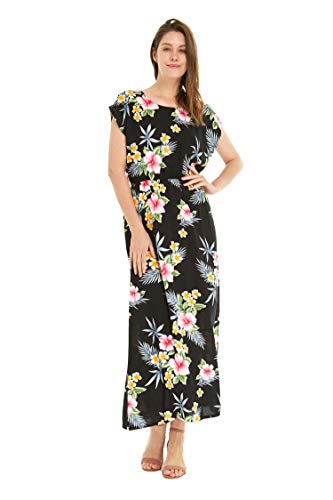 Image of Family Matching Hawaiian Clothes, Hibiscus Black | Black Hibiscus Print • Soft Rayon Fabric • Family Matching Outfits • Vacation Ready • Luau Party Wear