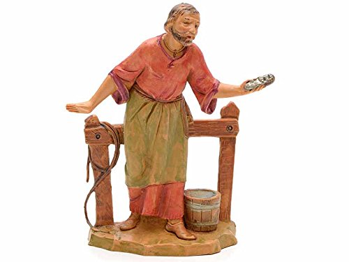 FONTANINI STALLIERE CON STACCIONATA 12CM STATUINA IN RESINA PRESEPE (F-57)