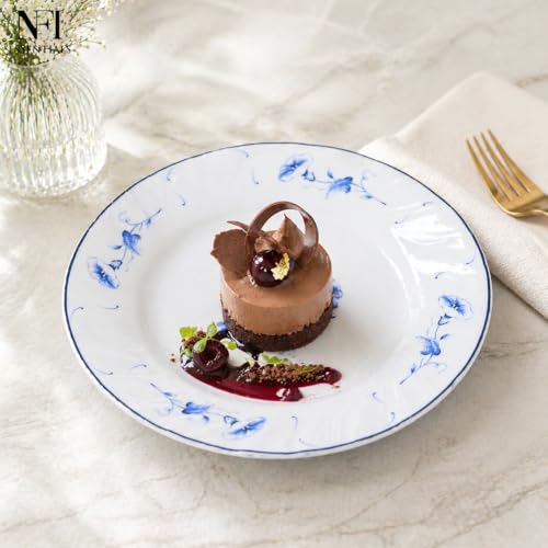 Image of NFI essentials 8 inch Ceramic Quarter Plate with Elegant Blue Floral Design, Premium Serving Plate for Snacks, Desserts, Breakfast & Appetizers, Dishwasher Safe