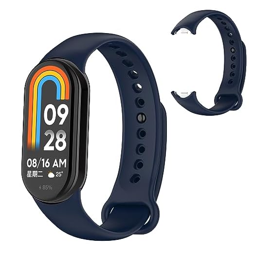 TwiHill pulseira de silicone para Xiaomi Band 8 pulseira de substituição de relógio esportivo (azul da meia noite)