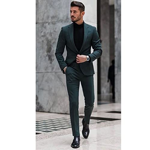 Men 2 Pieces Slim Fit Blazer Dinner Prom Grooms Tuxedo Wedding Wear Suit Jacket Pants2