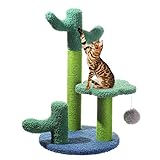 Genenic Cactus Cat Scratching Posts for Indoor Cats, Cat Trees and Towers for Kitten Cats with 3 Scratching Poles and Dangling Ball for Kitten,Cat Cubs,Underage Cat