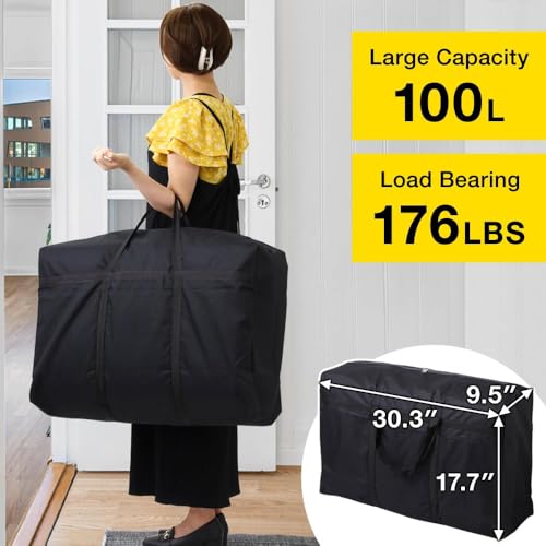 Extra Large Duffle Bag for Travel - 100L Duffel Bag for Men Gear Bag for Storage Foldable Weekender Bag for Overnight Camping, Black2