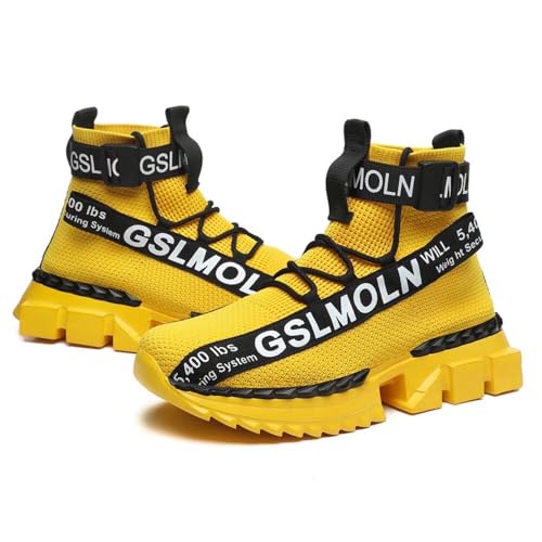 Image of Jakcuz Men's High Top Sneakers Plus Size Breathable Gym Athletic Running Walking Tennis Comfortable Fashion Platform Shoes