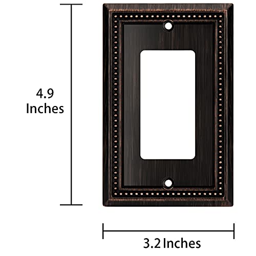 Image of Henne Bery Sunken Pearls Heavy Duty Decorative Wall Plate Switch Plate Outlet Cover (Single Decorator, 2 Pack, Aged Bronze)