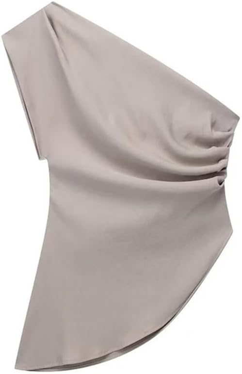 Women's Asymmetric Fitted Pleated Top