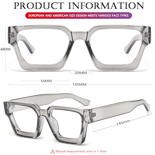 Image of AIEYEZO Square Thick Frame Glasses for Women Men Fashion Blue Light Glasses Trendy Chic Computer Eyeglasses