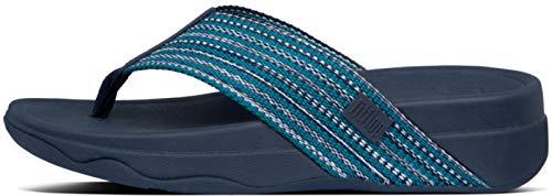 Fitflop Surfa Sandals For Women - Fabric Upper With Contoured Footbed, Slip-On Style, And Textured Synthetic Outsole Sea Blue 10 M (B) #TOP2