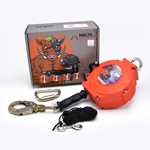 Image of Malta Dynamics Hybrid Hog Self Retracting Lifeline 30' Fall Protection Yoyo | Class 1 Retractable Fall Protection Lanyard with Quick-Action Brake, OSHA and ANSI Compliant Safety Lanyard and Fall Arrestor
