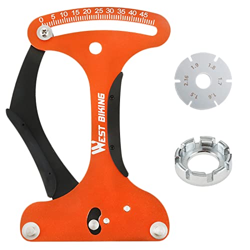 PETCHOR Spoke Tension Meter Tool Aluminum Alloy Bicycle Wheel Tool, Wire Tension Adjustment Indicator for Measuring Bicycle Wheel Spokes Voltage Value,Orange